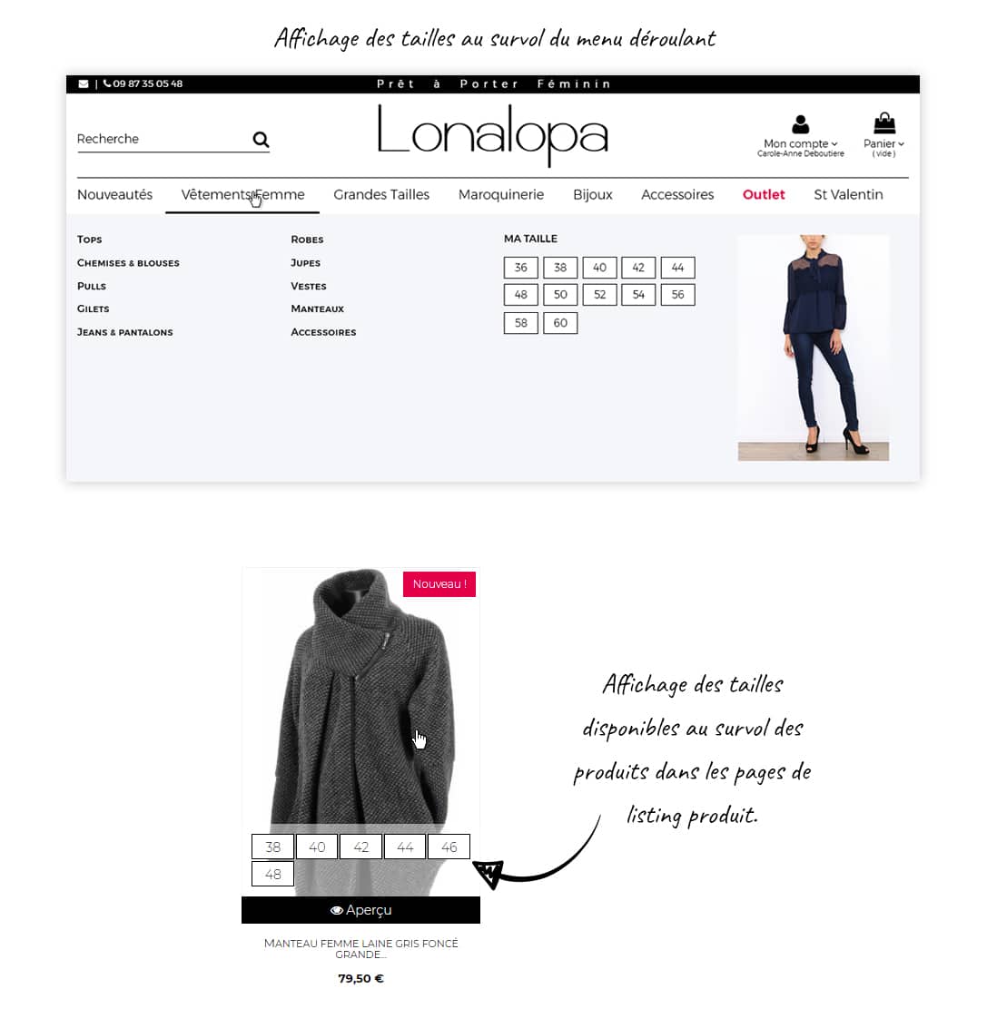 Site e-commerce prêt-à-porter grande taille Lonalopa