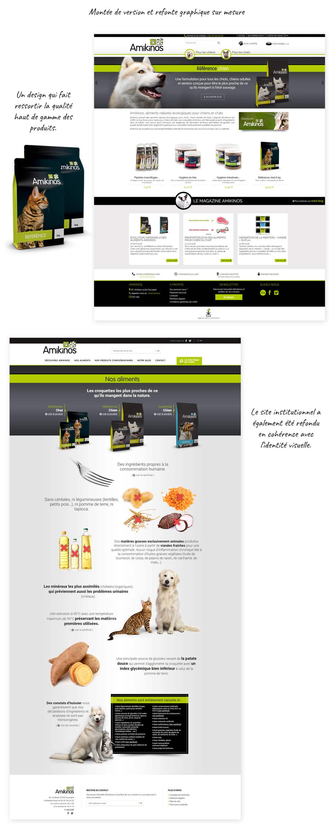 Site e-commerce PrestaShop aliment chien et chat Amikinos