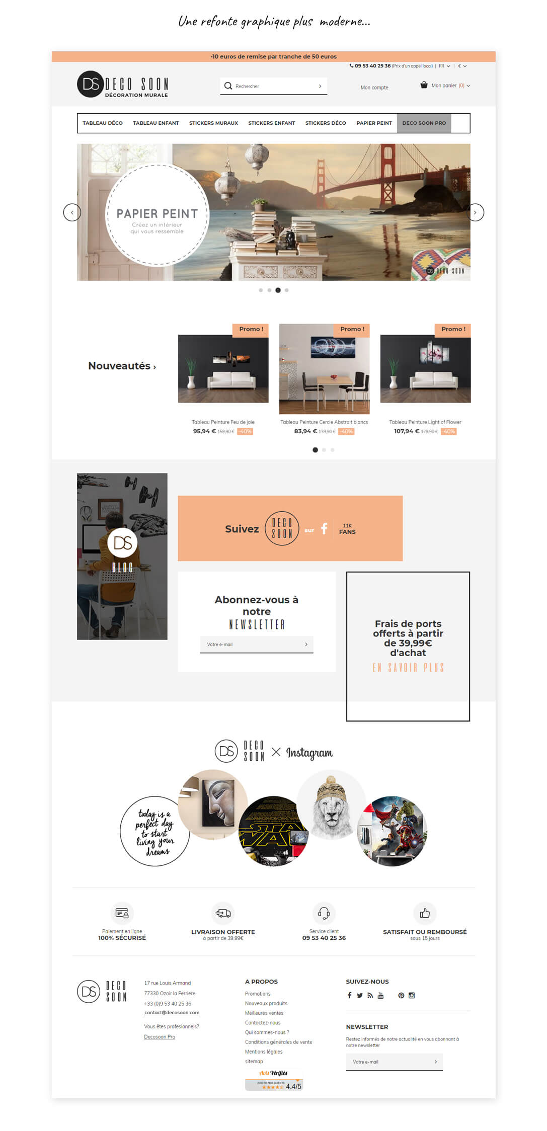 site e-commerce prestashop décoration murale