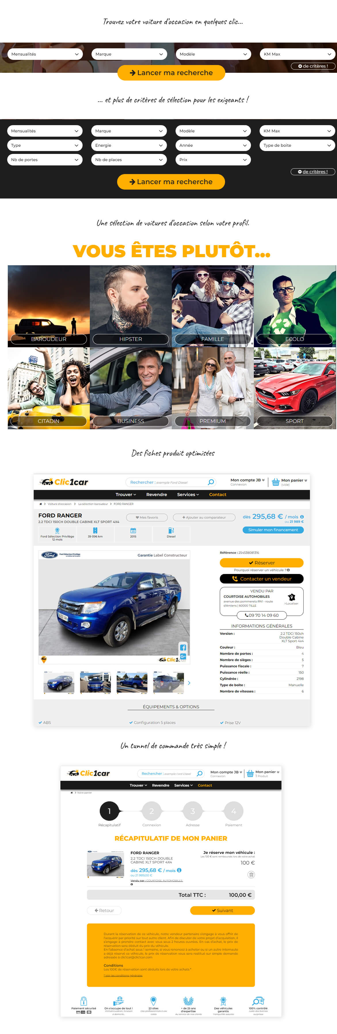 Site e-commerce PrestaShop voiture d'occasion Clic 1 Car