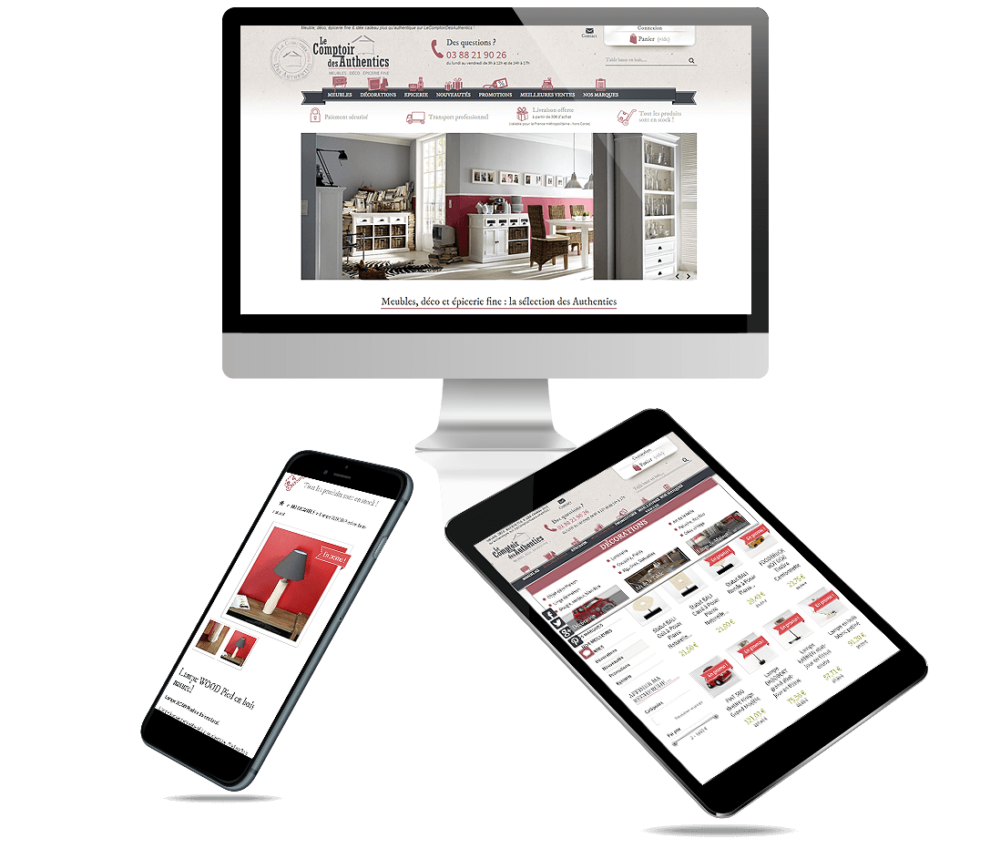 site e-commerce Prestashop meubles, déco, épicerie