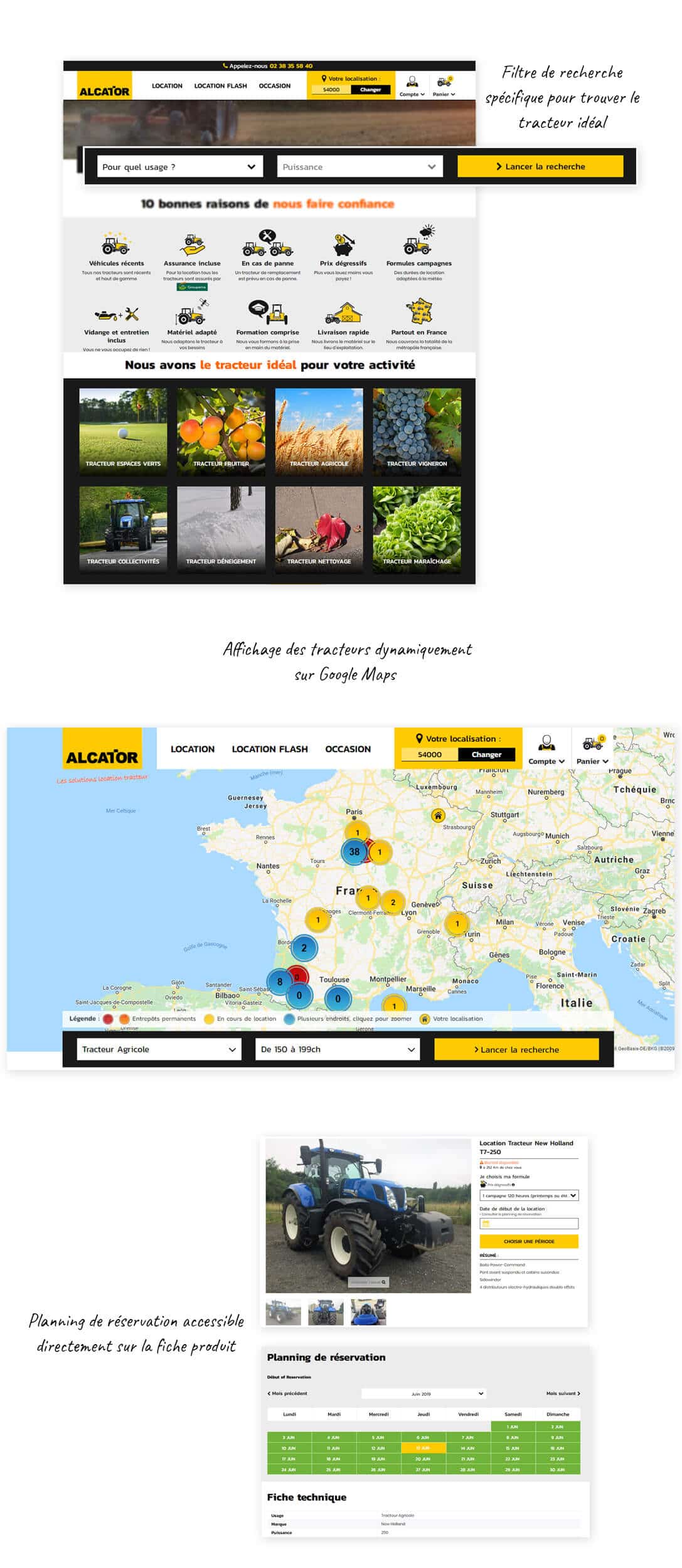 site e-commerce Prestashop location de tracteurs