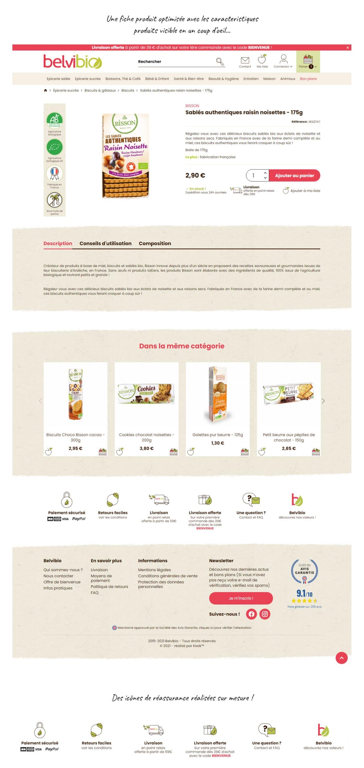 E-commerce épicerie bio Belvibio